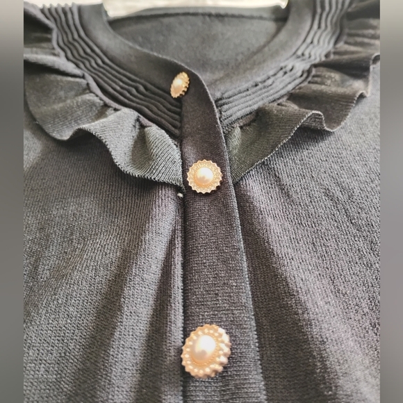 Victorian Grandmacore Witchy Elegant Black Blouse with Button Details - Picture 8 of 11